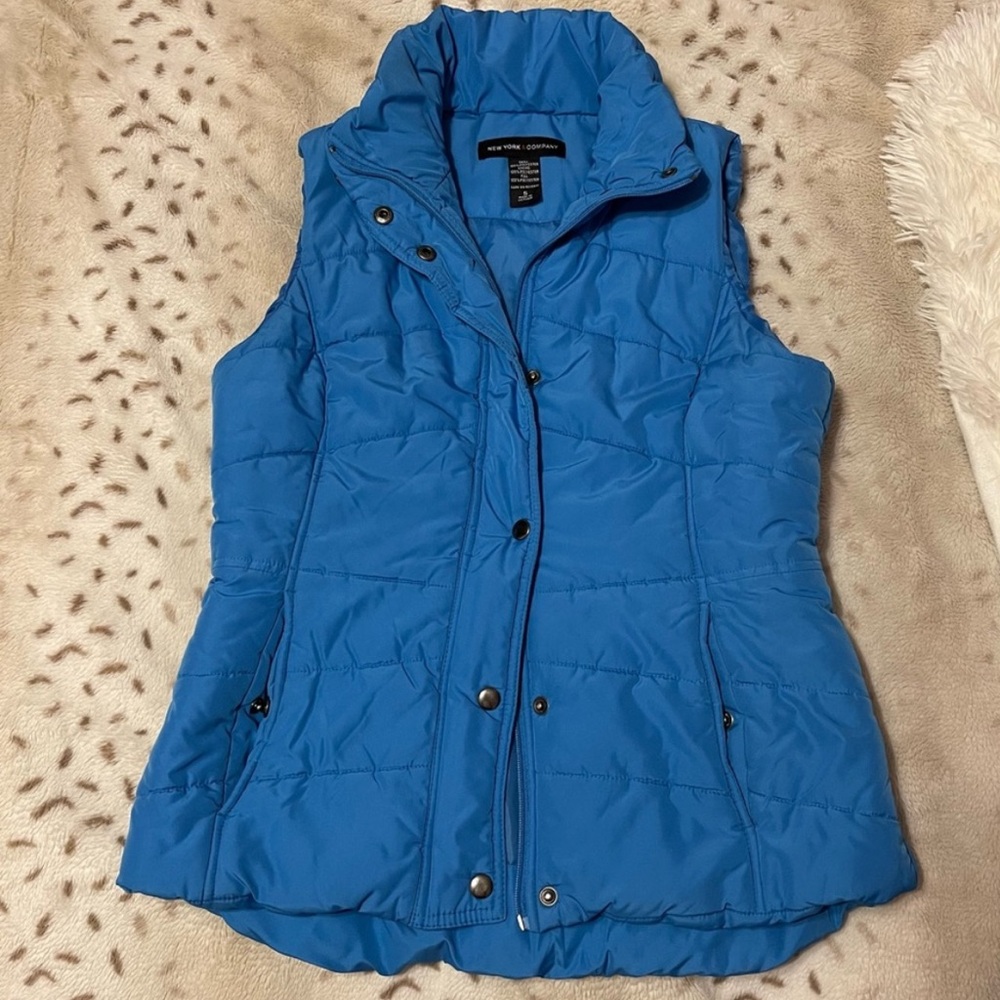 New York & Company Blue Puffer Vest